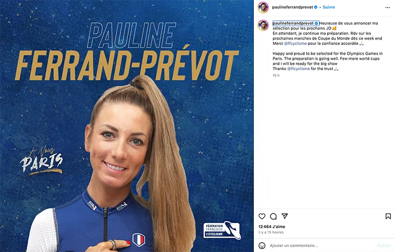 Pauline Ferrand-Prévot qualifiée pour les JO de Paris !